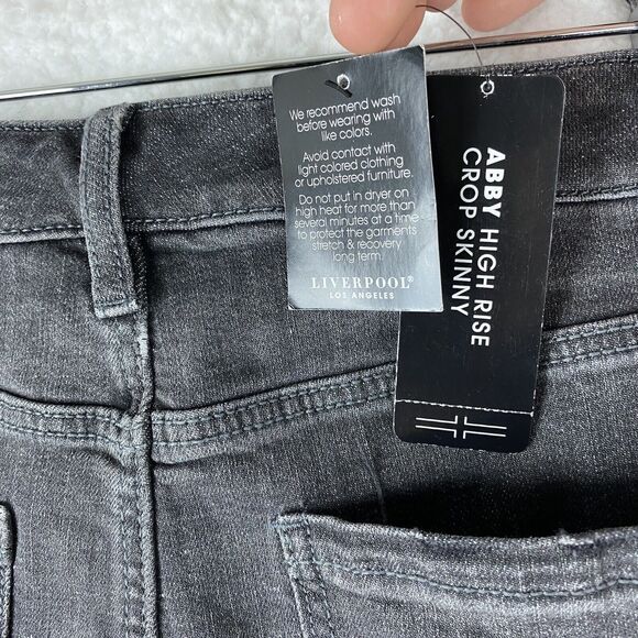 NWOT Liverpool Jeans Womens 16/33 Gray Abby High Rise Crop Skinny Button Fly - Picture 7 of 16